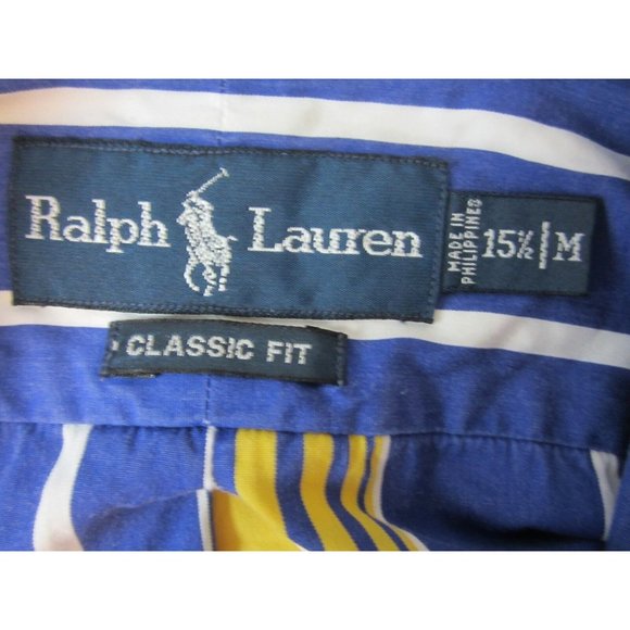 RALPH LAUREN Classic Fit slim Men Shirt 15 1/2 M vintage 1990s stripe cotton - Picture 7 of 8
